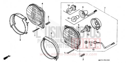 HEADLIGHT (3) VFR750RK de 1989